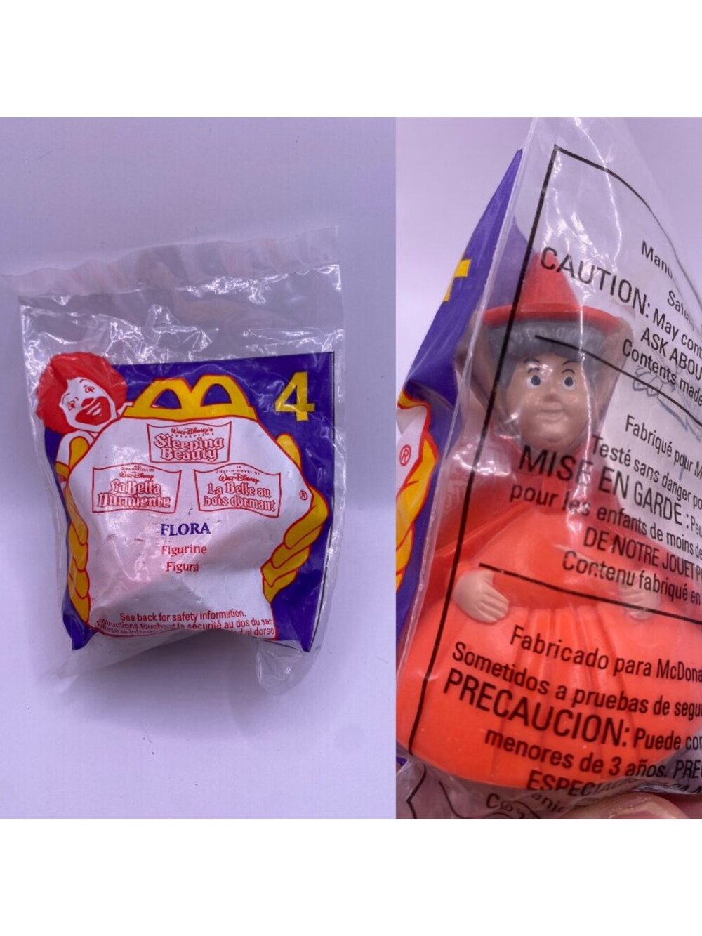 Disney McDonalds Sleeping Beauty Flora Figurine Toy In Sealed Bag 1990s Collecti